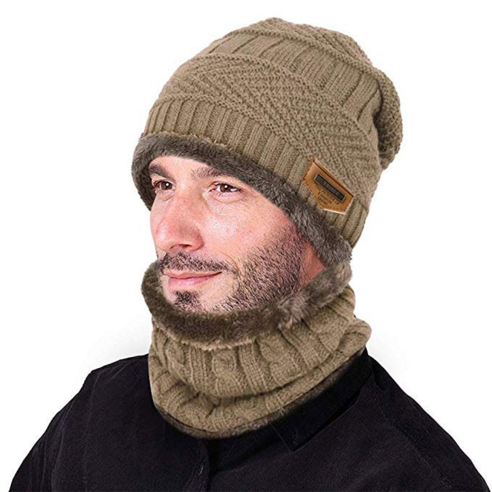 Winter Knit Skull Cap Beanie Hat with Neck Gaiter - Picture 4 of 5